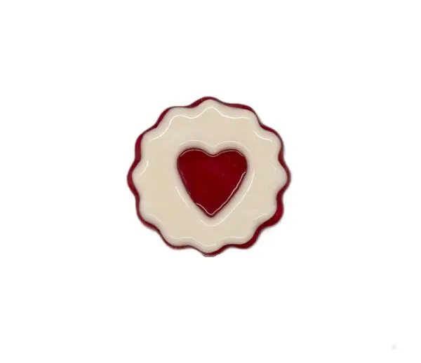 Red Heart Fused Glass Needle Minder-1 1/4"