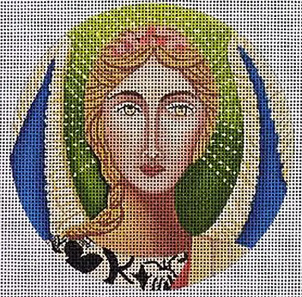 CN-1542 - Blue Winged Angel Ornament -4.75" Round- 18 Mesh