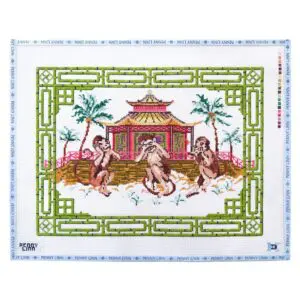 Three Wise Monkeys - 22" x 17.5" canvas size - 13 mesh