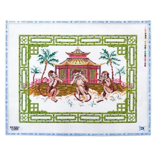 Three Wise Monkeys - 22" x 17.5" canvas size - 13 mesh