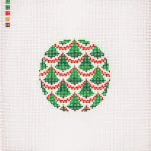 Bargello Christmas Tree Ornament- 3 3/4" Round-13 mesh