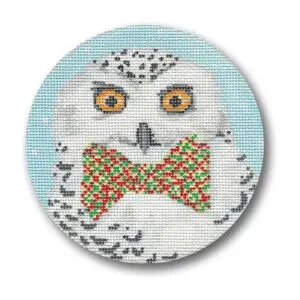 Bow Tie Owl Ornament- 4 1/2" Round-18 Mesh
