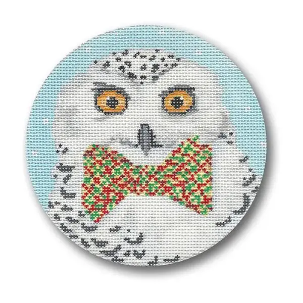 Bow Tie Owl Ornament- 4 1/2" Round-18 Mesh
