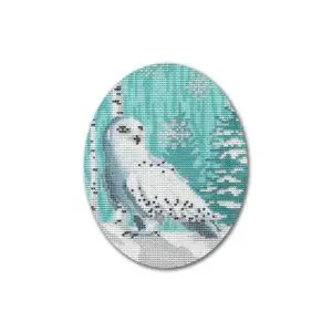 Snowy Owl-4" x 5" Oval-18 Mesh