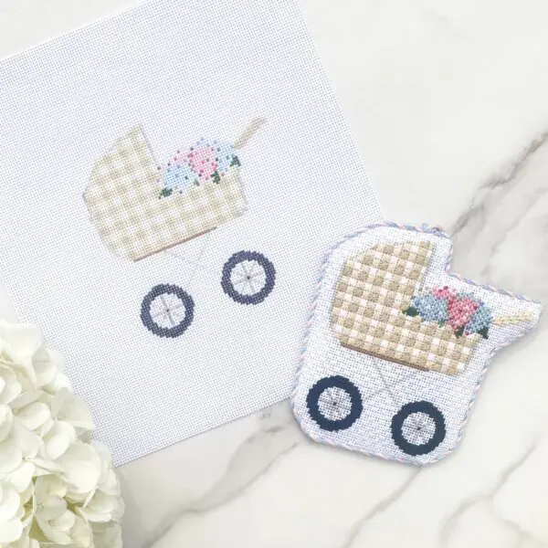 Tan Baby Carriage-4" x 4 1/2"- 18 Mesh