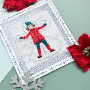 Girl Making Snow Angel- 3 1/2" x 4" - 18 mesh