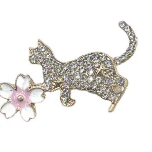 Vintage Cat with a Flower-1 1/2 " x 1"