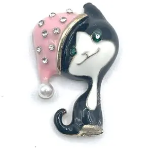 Vintage Cat with a Hat-7/8 " x 1 1/8"