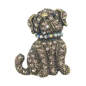 Vintage Rhinestone Dog- 1" x 1 1/8"