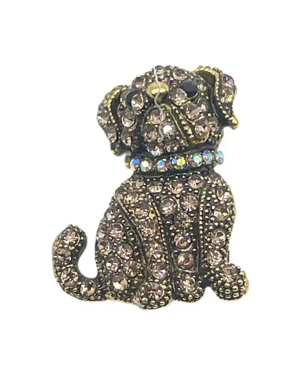Vintage Rhinestone Dog- 1" x 1 1/8"