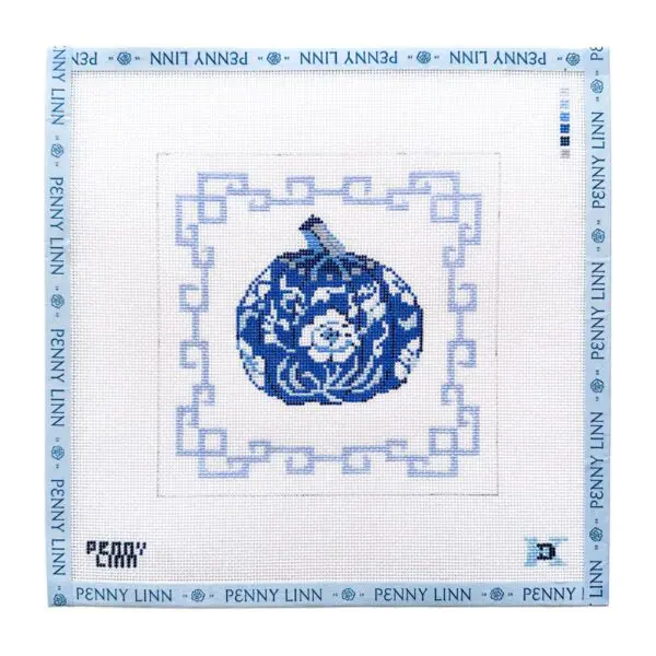 Chinoiserie Pumpkin - Blue Floral -6" X 6"- 18 Mesh