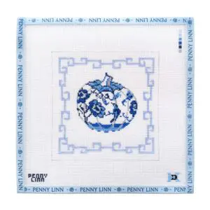 Chinoiserie Pumpkin - White Floral -6" X 6"- 18 Mesh