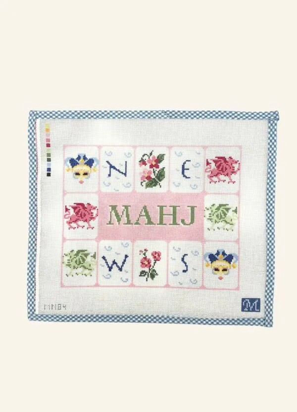 Mahj Tile Pouch-Pink - 11.2" x 9.1” - 13 Mesh