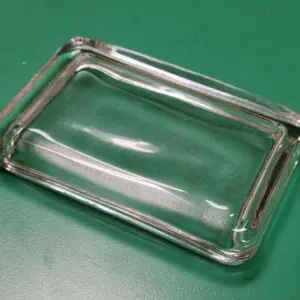 Rectangular Glass Paperweight with Recess.