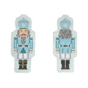 Double-Sided Nutcracker Ornament-LIght Blue- 5" x 2"- 18 Mesh