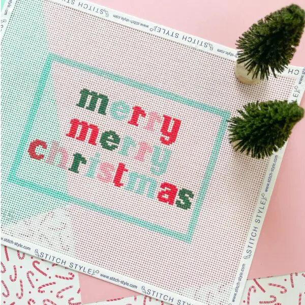 Merry Merry Christmas - 6 7/8" x 4 7/8-13 Mesh