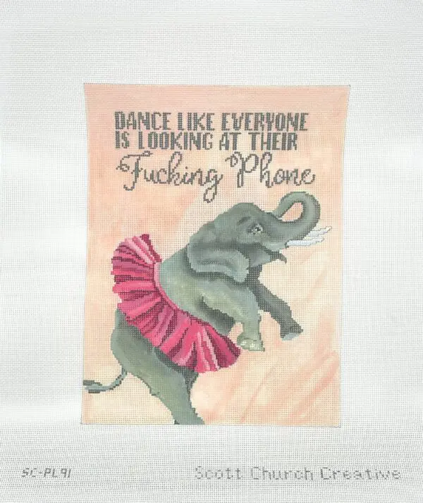 Dancing Elephant-7 5/8" x 10"-18 mesh