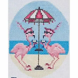 Flamingo Cocktails-4" x 5" Oval"-13 Mesh