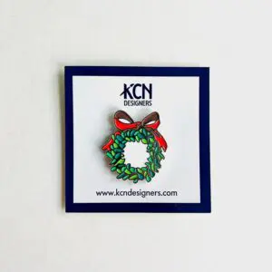 Wreath with Red Bow- 1 3/8" X 1 1/2"