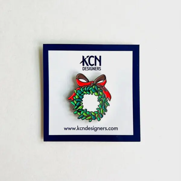 Wreath with Red Bow- 1 3/8" X 1 1/2"