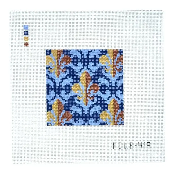 FDLB413 Fleur De Lis Blue 4" Square 13