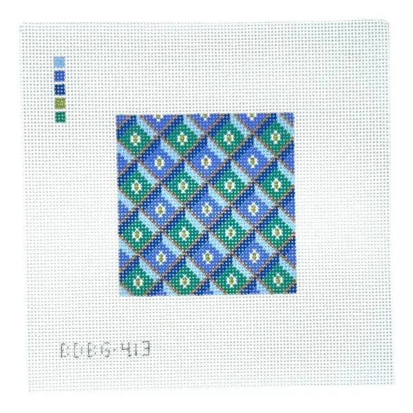 BDBG413 Bargello Diamond Blue Green 4" Square- 13 Mesh