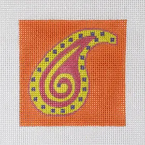 Orange Paisley-4" Square-13 Mesh