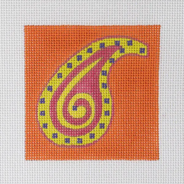 Orange Paisley-4" Square-13 Mesh