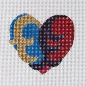 Blue Red Heart Mini-3 3/4” x  3 1/2"-13 Mesh