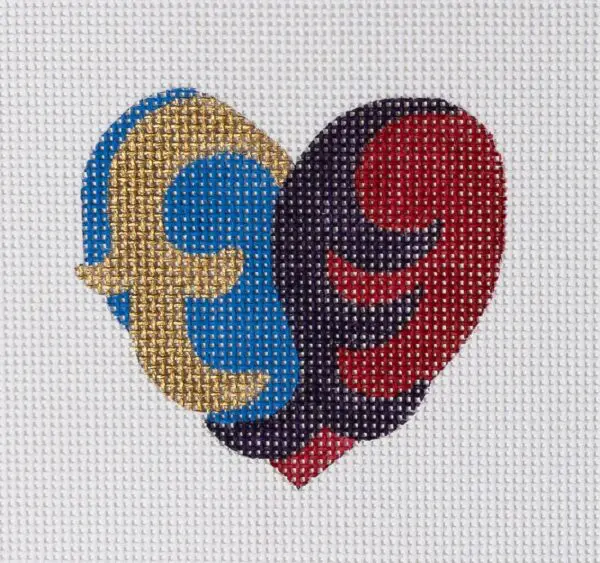 Blue Red Heart Mini-3 3/4” x  3 1/2"-13 Mesh