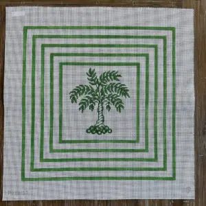 Green Palm in Squares-18" Square-12 Mesh
