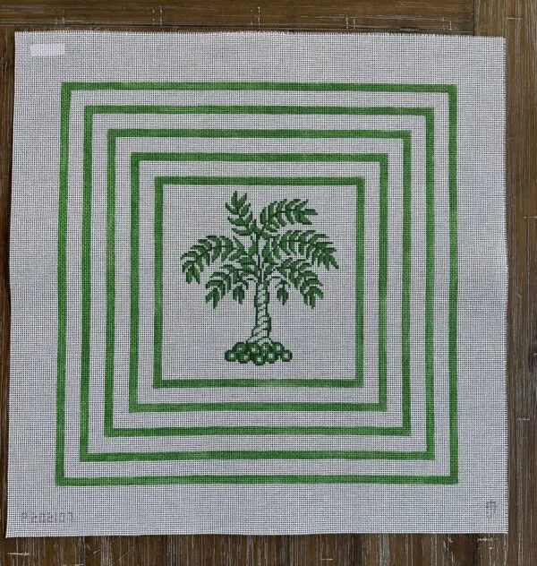 Green Palm in Squares-18" Square-12 Mesh