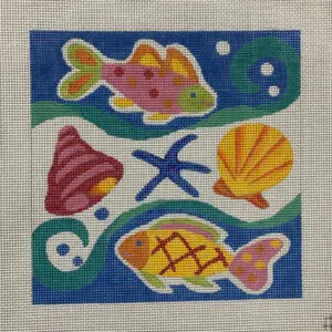 Fish & Shells-10" x 10"-13 Mesh