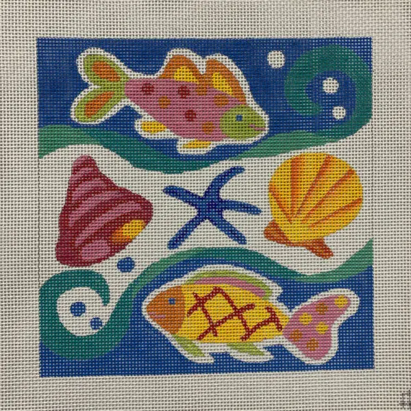 Fish & Shells-10" x 10"-13 Mesh