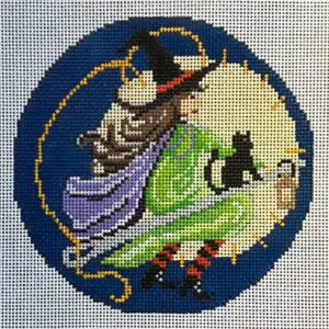 Tabitha the Stitch Witch- 4 3/4" Round- 18 Mesh
