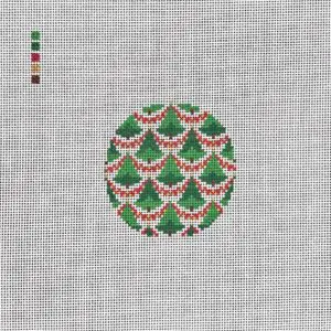 Bargello Christmas Tree Ornament- 2 3/4" Round- 18 Mesh