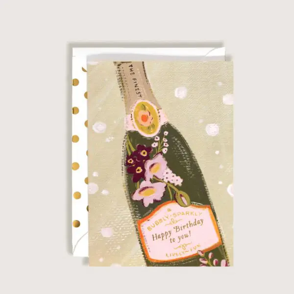 Bubbly Sparkly Champagne Happy Birthday Greeting Card