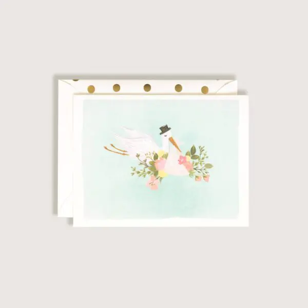 Baby Stork Mint Color Greeting Card
