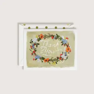 Thank You Garden Flowers Wreath Greeting Card