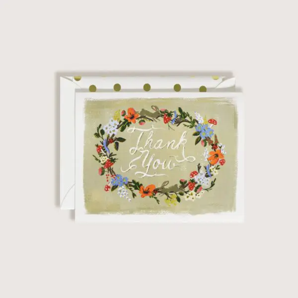 Thank You Garden Flowers Wreath Greeting Card