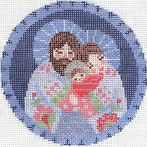 The Holy Family in Lavenders - 4" Round- 18 Mesh