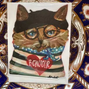 Bonjour Chat Fancy Die Cut Card