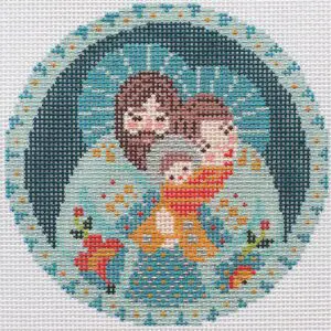 The Holy Family in Acqua - 4" Round- 18 Mesh