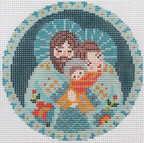 The Holy Family in Acqua - 4" Round- 18 Mesh