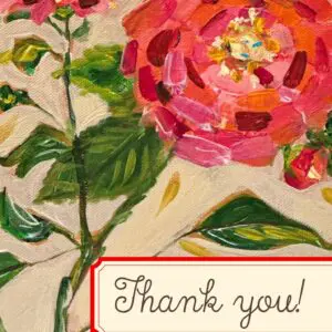 Thank You Pink Zinnia Greeting Card