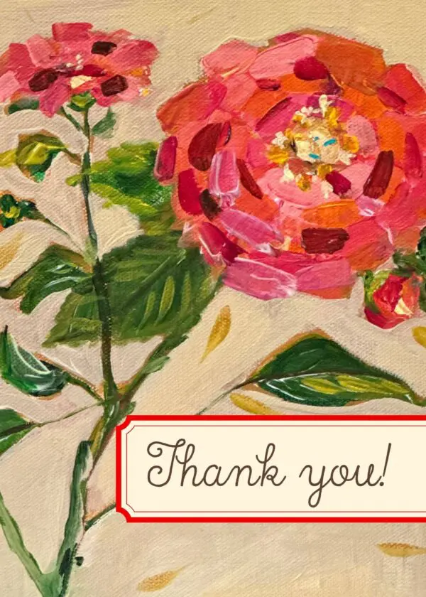 Thank You Pink Zinnia Greeting Card