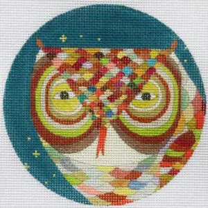 Colorful Owl - 4 1/2" Round- 18 Mesh