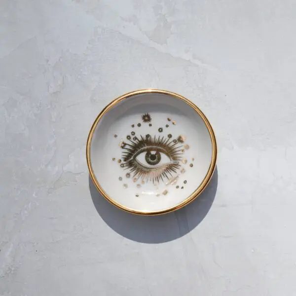 Golden Eye Ring Dish | Handmade pottery with Gold