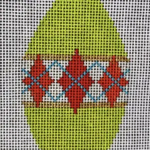 MCM Ornament - Green Argyle Teardrop-18 Mesh