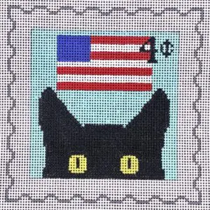 Peeky Kitty Postage Stamp - July 4th-18 Mesh